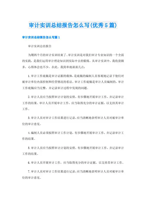 审计实训总结报告怎么写(优秀5篇)