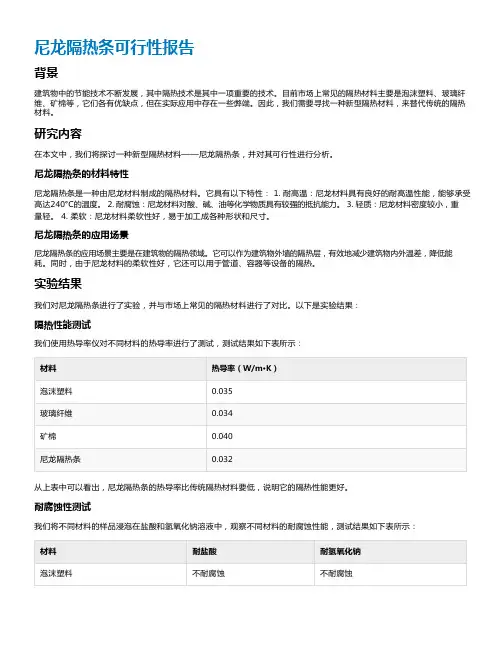 尼龙隔热条可行性报告