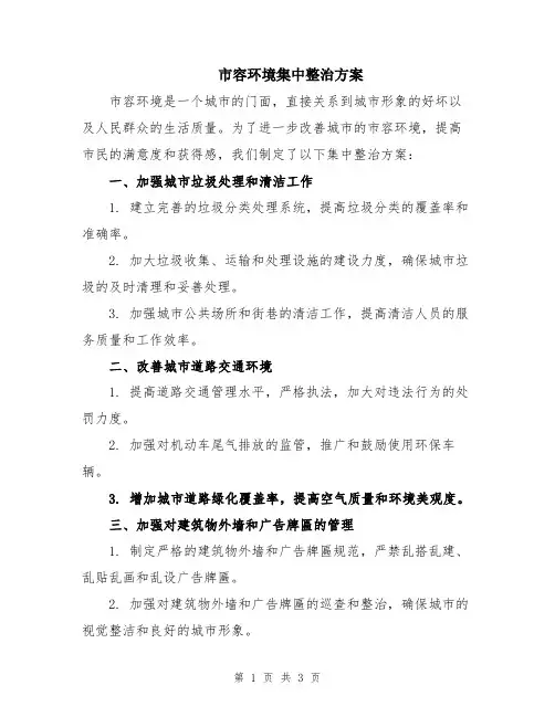 市容环境集中整治方案