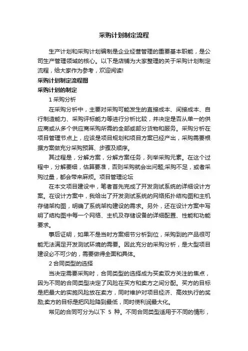 采购计划制定流程