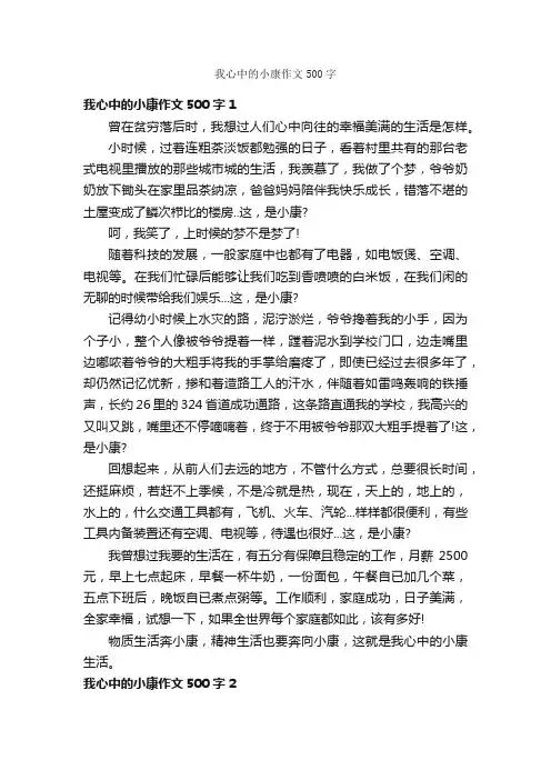 我心中的小康作文500字