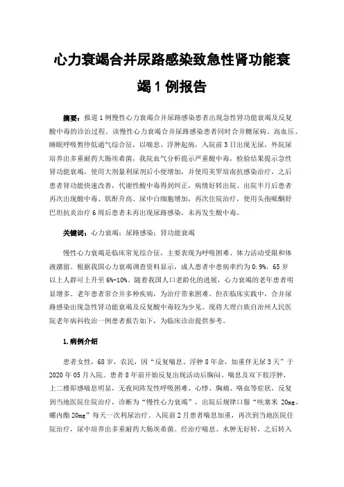 心力衰竭合并尿路感染致急性肾功能衰竭1例报告