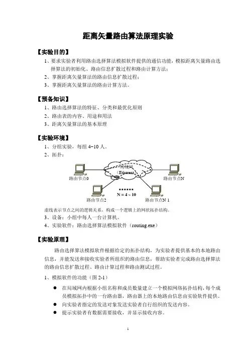 距离矢量路由算法原理实验