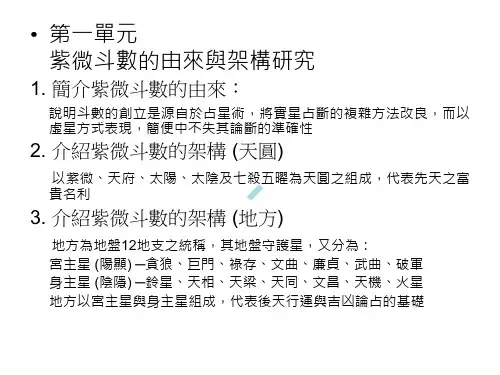 紫微斗数讲义第一单元