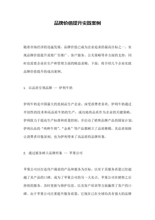 品牌价值提升实践案例