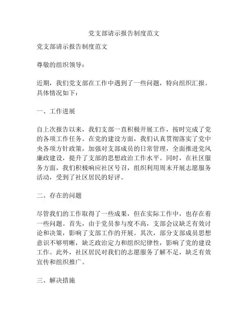 党支部请示报告制度范文
