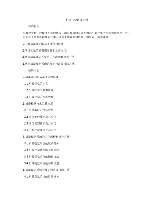 机器视觉培训计划