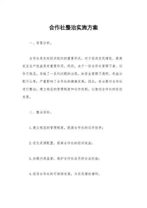 合作社整治实施方案