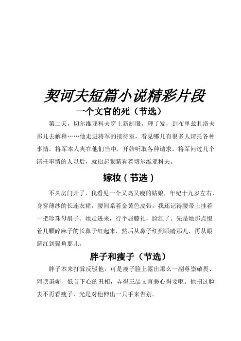 契诃夫短篇小说精彩片段