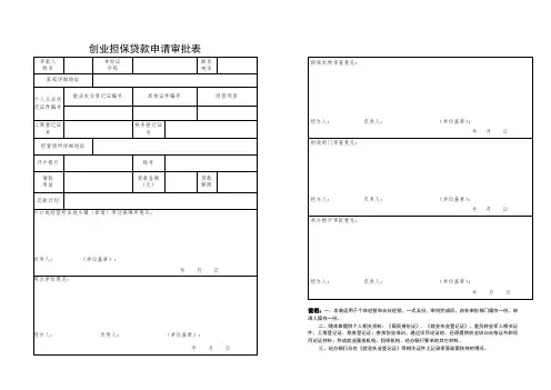 创业担保贷款申请审批表