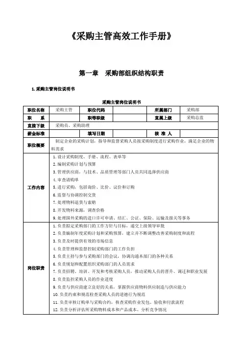 采购主管工作手册