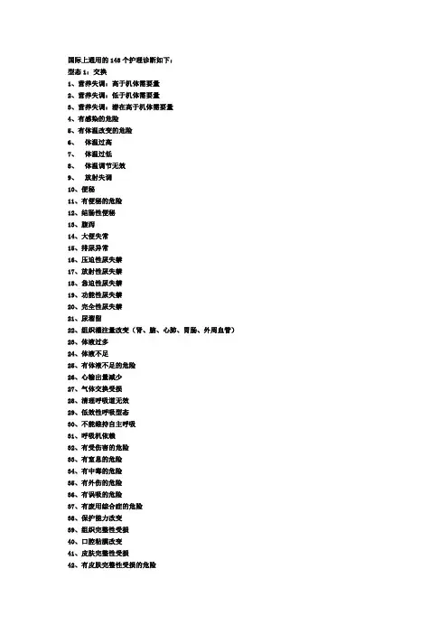 国际上通用的148个护理诊断