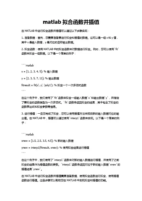 matlab拟合函数并插值