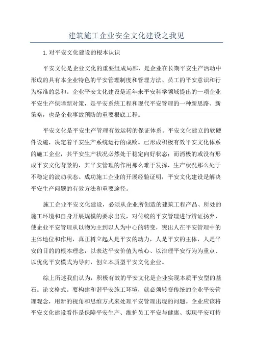 建筑施工企业安全文化建设之我见