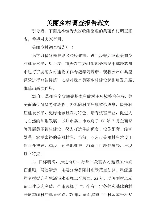 美丽乡村调查报告范文
