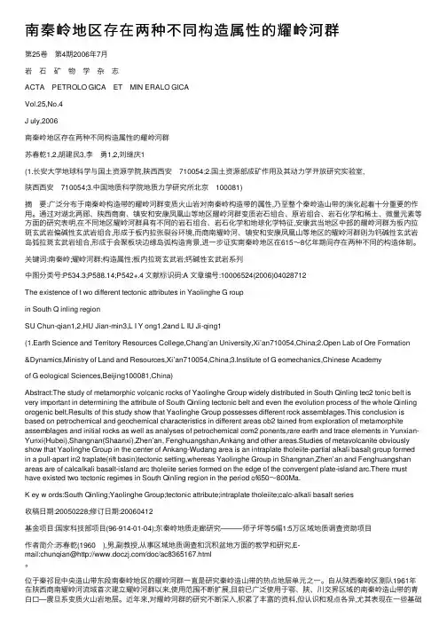南秦岭地区存在两种不同构造属性的耀岭河群