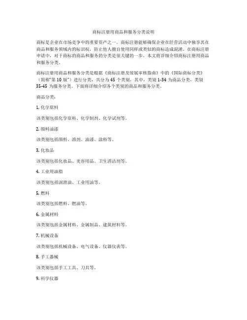 商标注册用商品和服务分类说明
