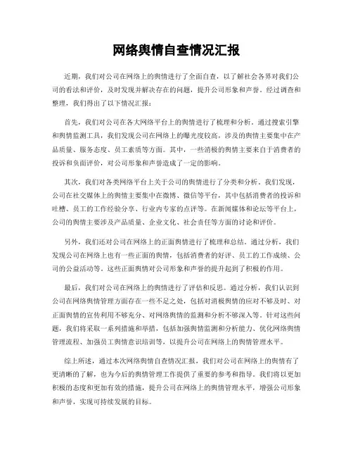 网络舆情自查情况汇报