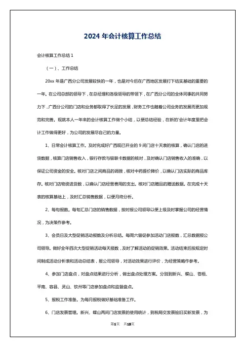 2024年会计核算工作总结