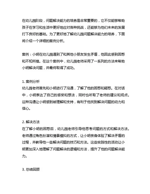 幼儿园问题解决能力培养案例详细分析