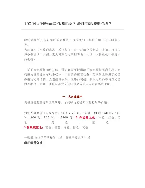100对大对数电缆打线顺序？如何用配线架打线？