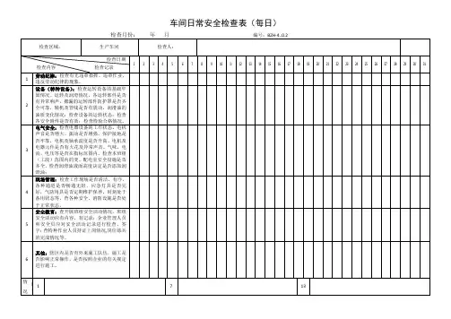 安全生产日常点检表