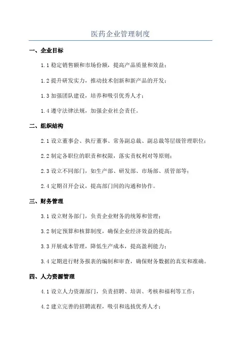 医药企业管理制度