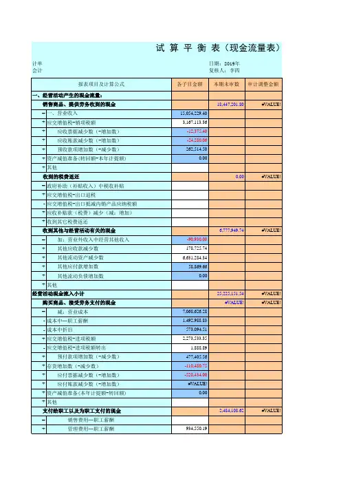 试算平衡表模板(现金流量表)
