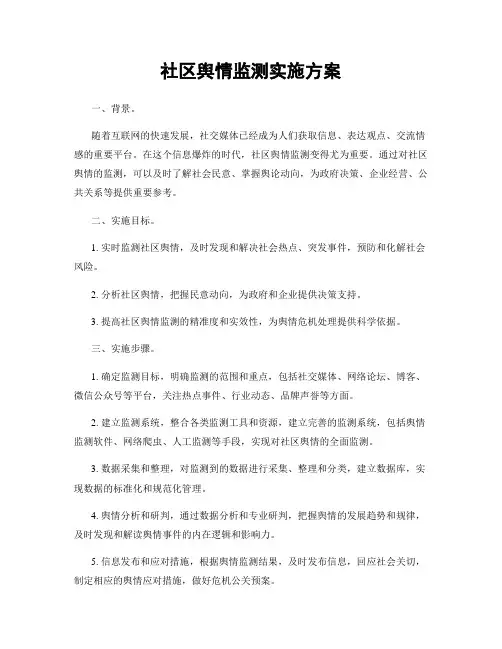 社区舆情监测实施方案