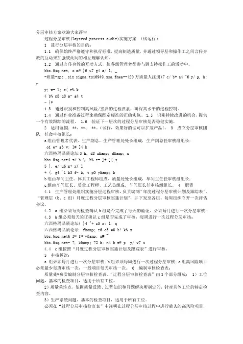 分层审核计划表