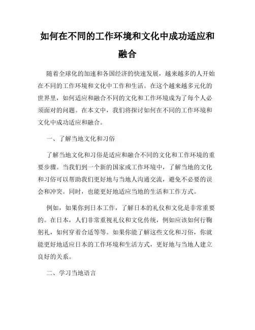 如何在不同的工作环境和文化中成功适应和融合