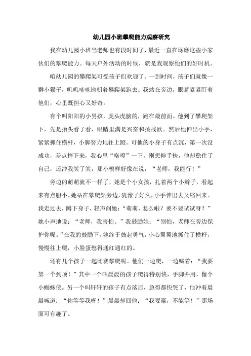 幼儿园小班攀爬能力观察研究