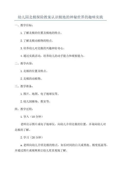 幼儿园北极探险教案认识极地的神秘世界的趣味实践