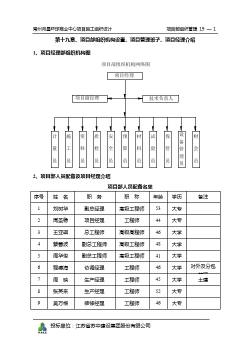 19项目部组织机构设置