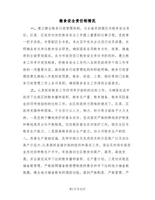 粮食安全责任制情况（5篇）