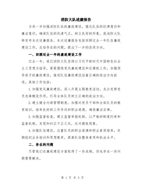 消防大队述廉报告