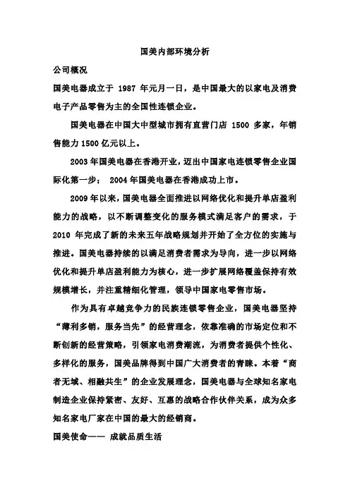 国美内部环境分析