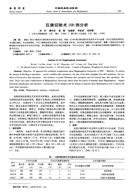 巨脾切除术100例分析