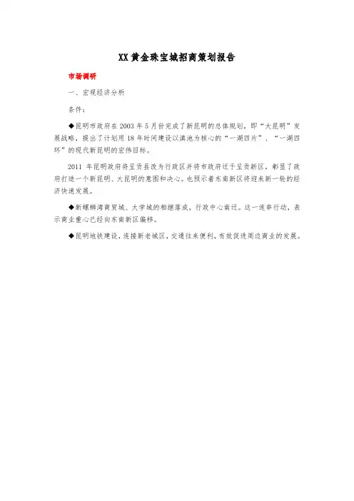 黄金珠宝城招商策划报告