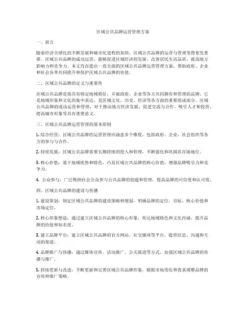 区域公共品牌运营管理方案