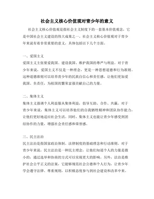 社会主义核心价值观对青少年的意义