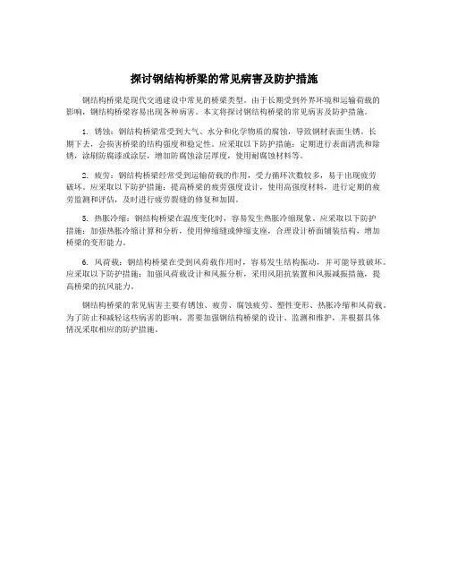 探讨钢结构桥梁的常见病害及防护措施