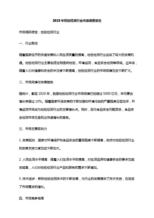 2023年检验检测行业市场调查报告