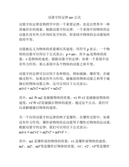 动量守恒定律mv公式
