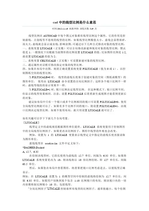 cad中的线型比例是什么意思