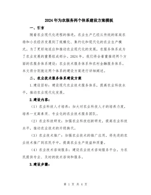 2024年为农服务两个体系建设方案模板