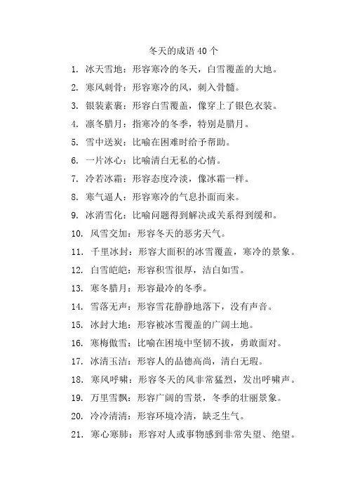 冬天的成语40个