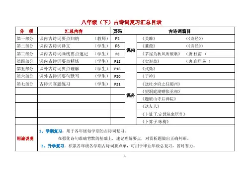 5. 八年级(下)古诗词—期末复习 + 练习