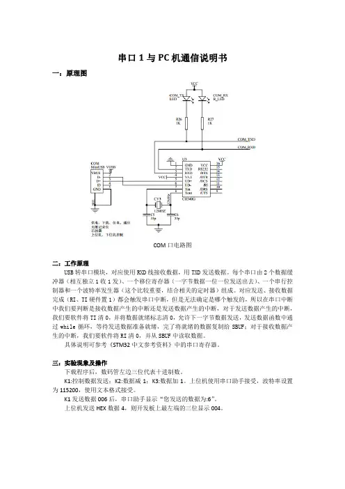 STM32 串口1与PC机通信说明书