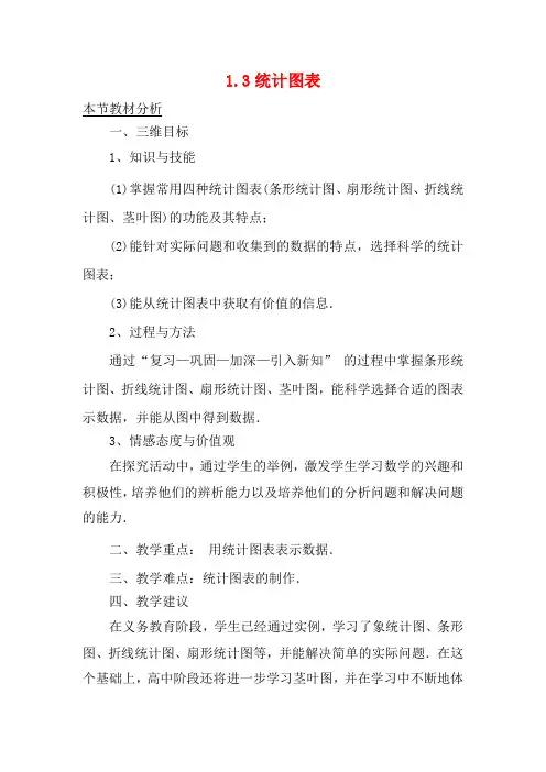 高中数学 第一章 统计 1.3 统计图表教案 北师大版必修3-北师大版高一必修3数学教案